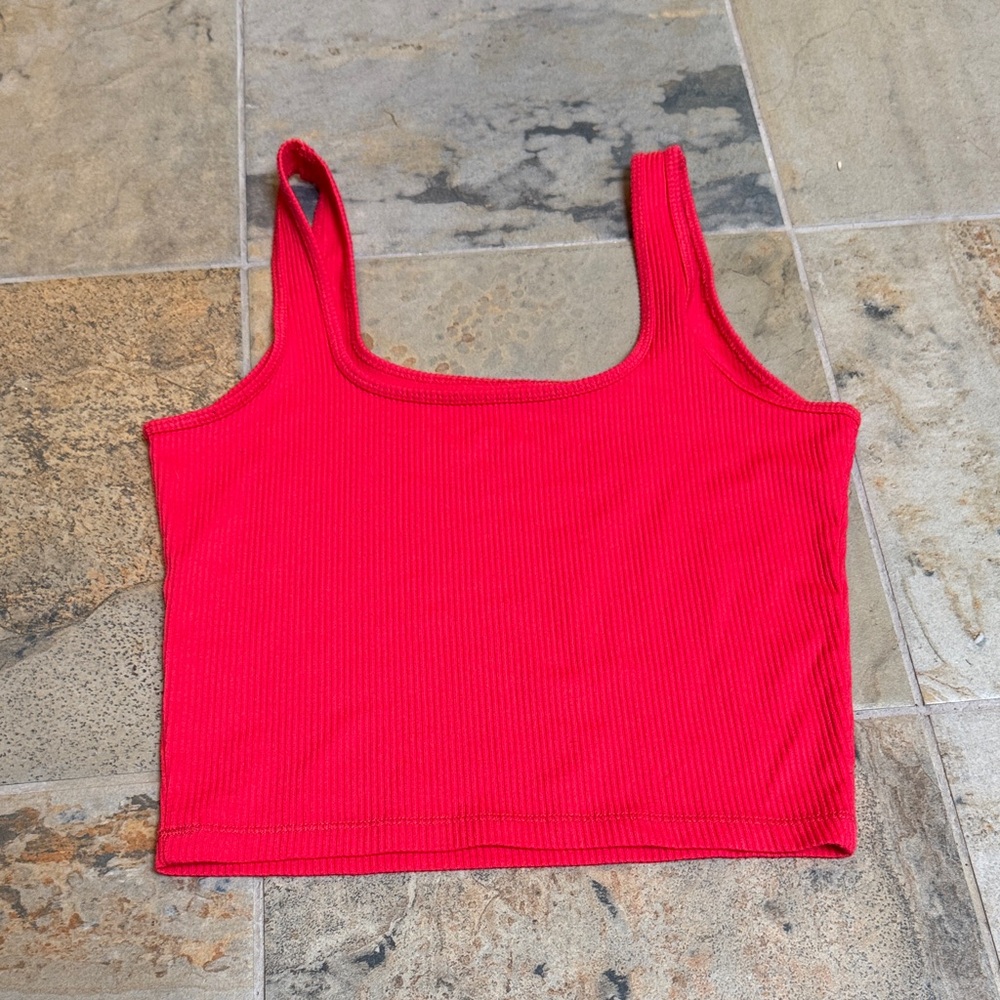 Hollister cropped ribbed tank red